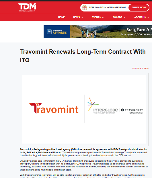 Travomint renewals long-term contract with ITQ