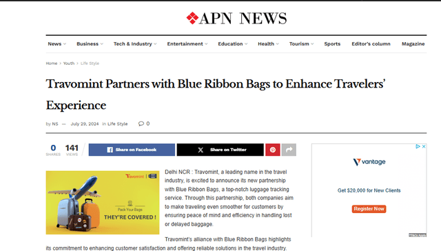 Travomint Partners with Blue Ribbon Bags to Enhance Travelers’ Experience