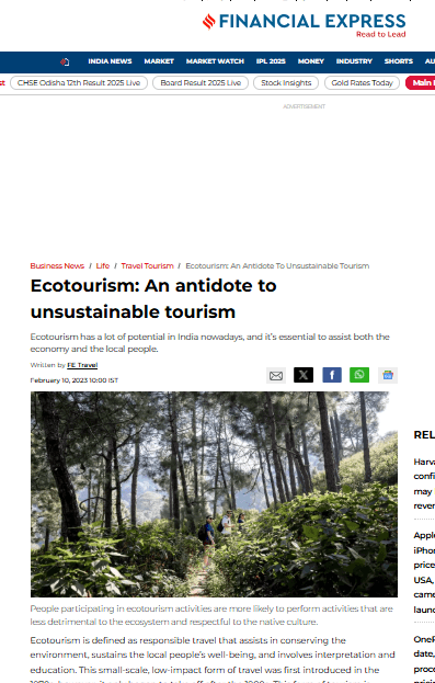 Ecotourism: An antidote to unsustainable tourism