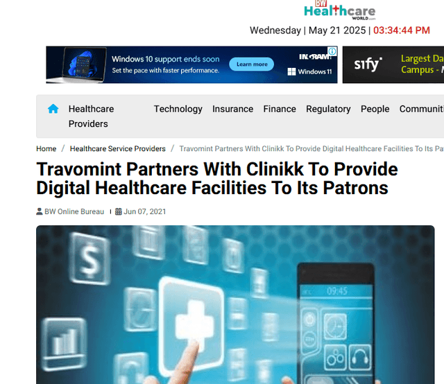 Travomint Partners With Clinikk To Provide Digital Healthcare Facilities To Its Patrons