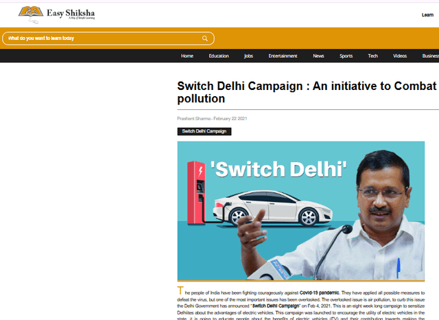 Switch Delhi Campaign : An initiative to Combat pollution