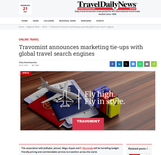Travomint announces marketing tie-ups with global travel search engines